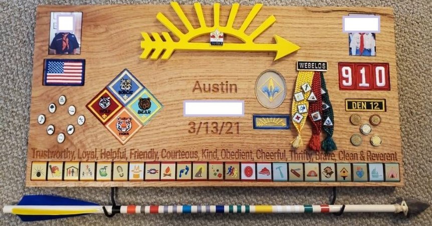 Cub Scout Arrow of Light Award Board